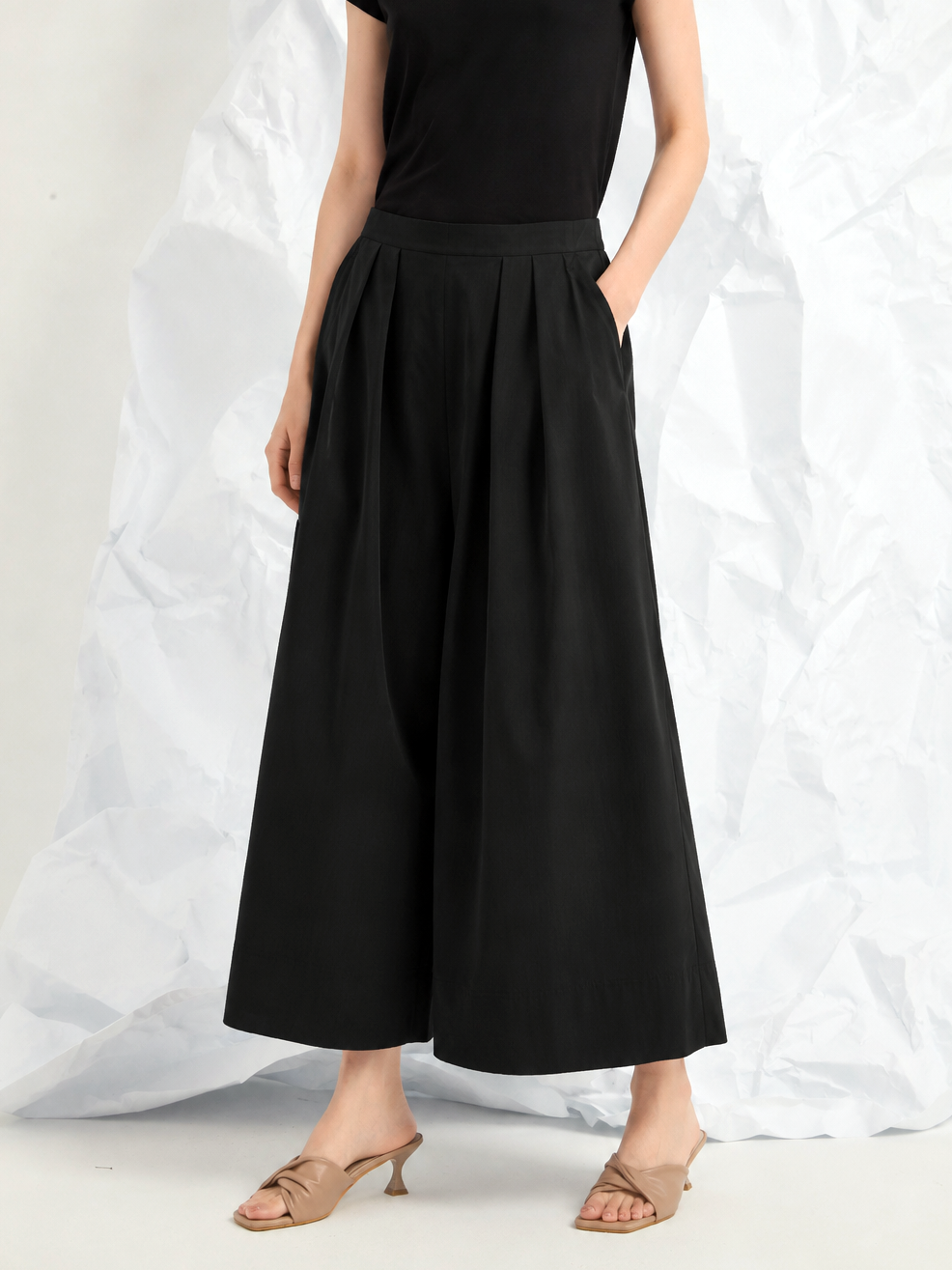 JERSEY WIDE-LEG TROUSERS
