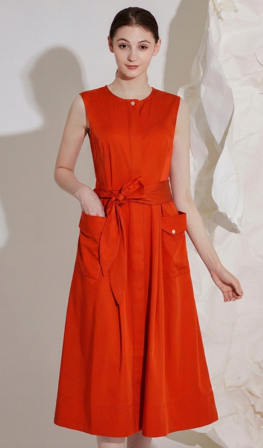BELTED MIDI DRESS