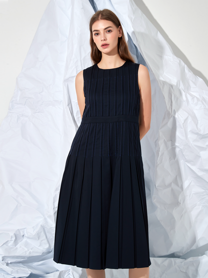 LINED MIDI DRESS