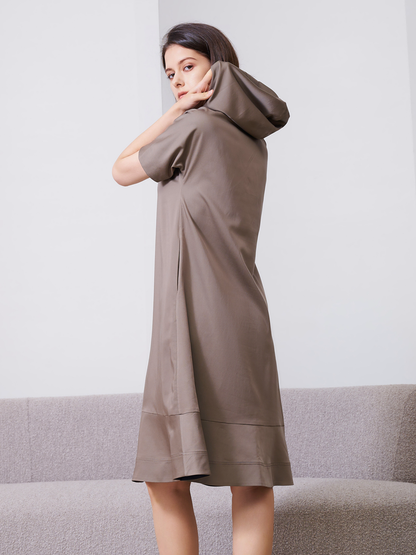 CONTRAST HOODIE MIDI DRESS