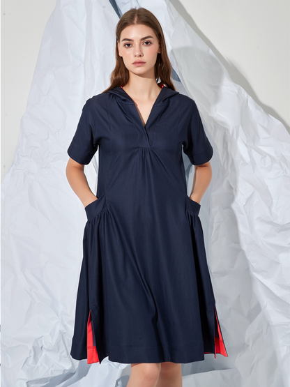 HOODIE POCKETS MINI DRESS