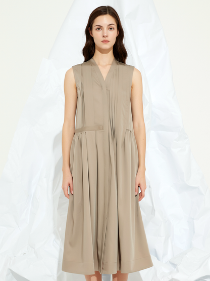PLEATED COLUMN MAXI DRESS