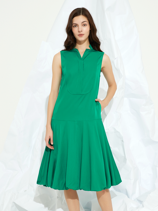 BALLOON SLEEVESS MIDI DRESS