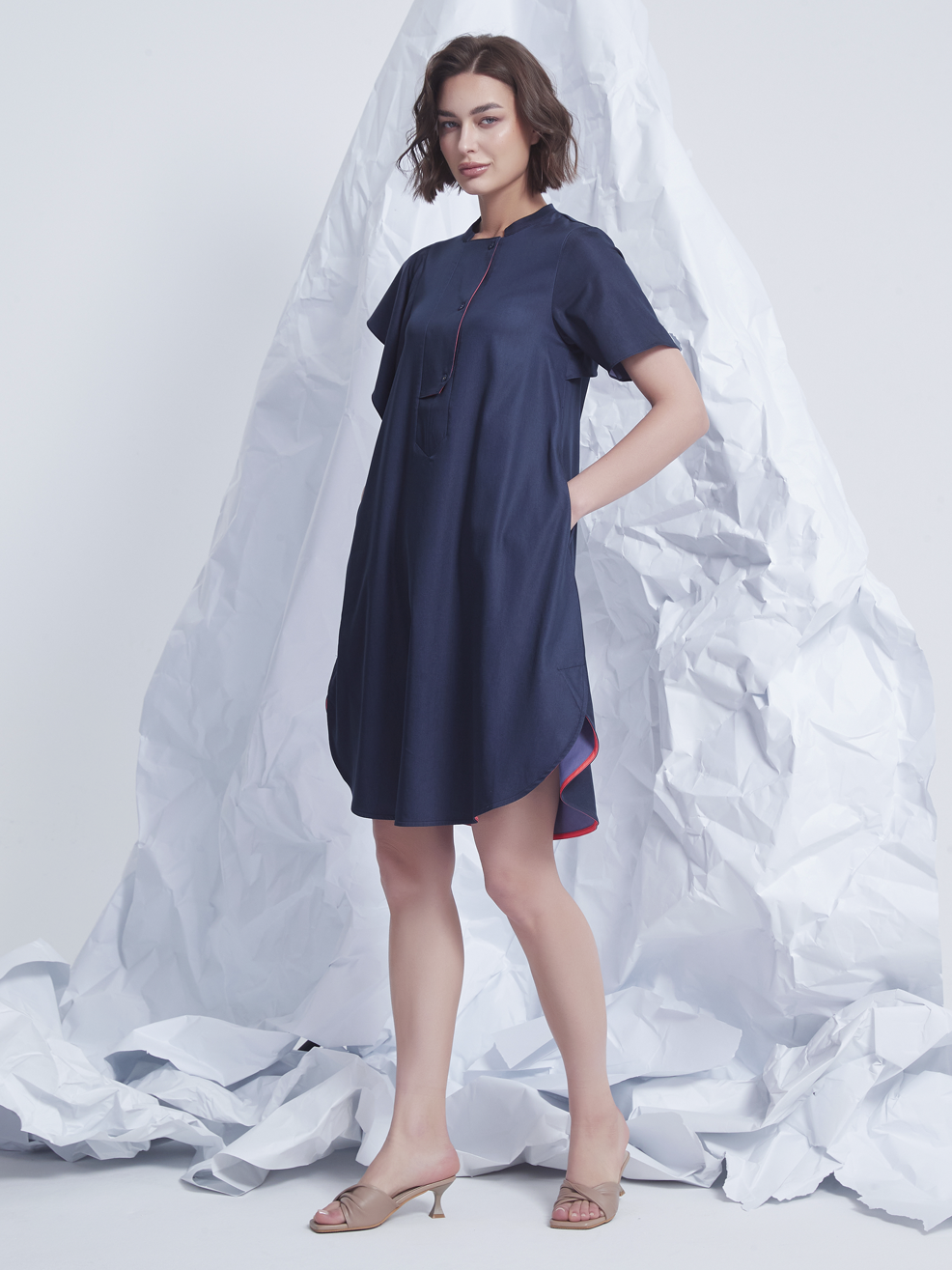 ASYMMETRIC SHIRT DRESS