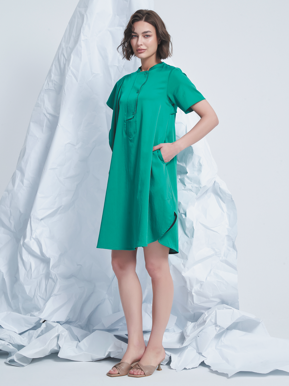 ASYMMETRIC SHIRT DRESS