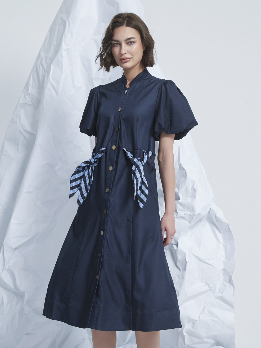 WASIT TIE MIDI DRESS