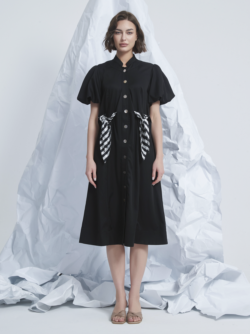 WASIT TIE MIDI DRESS
