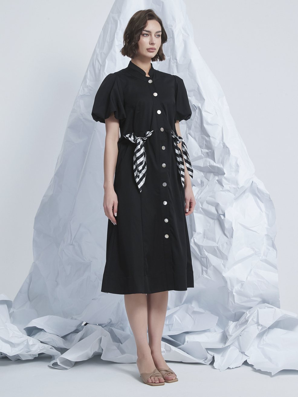 WASIT TIE MIDI DRESS