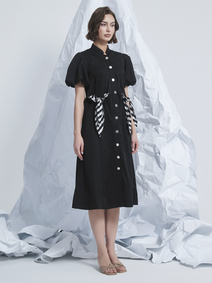 WASIT TIE MIDI DRESS