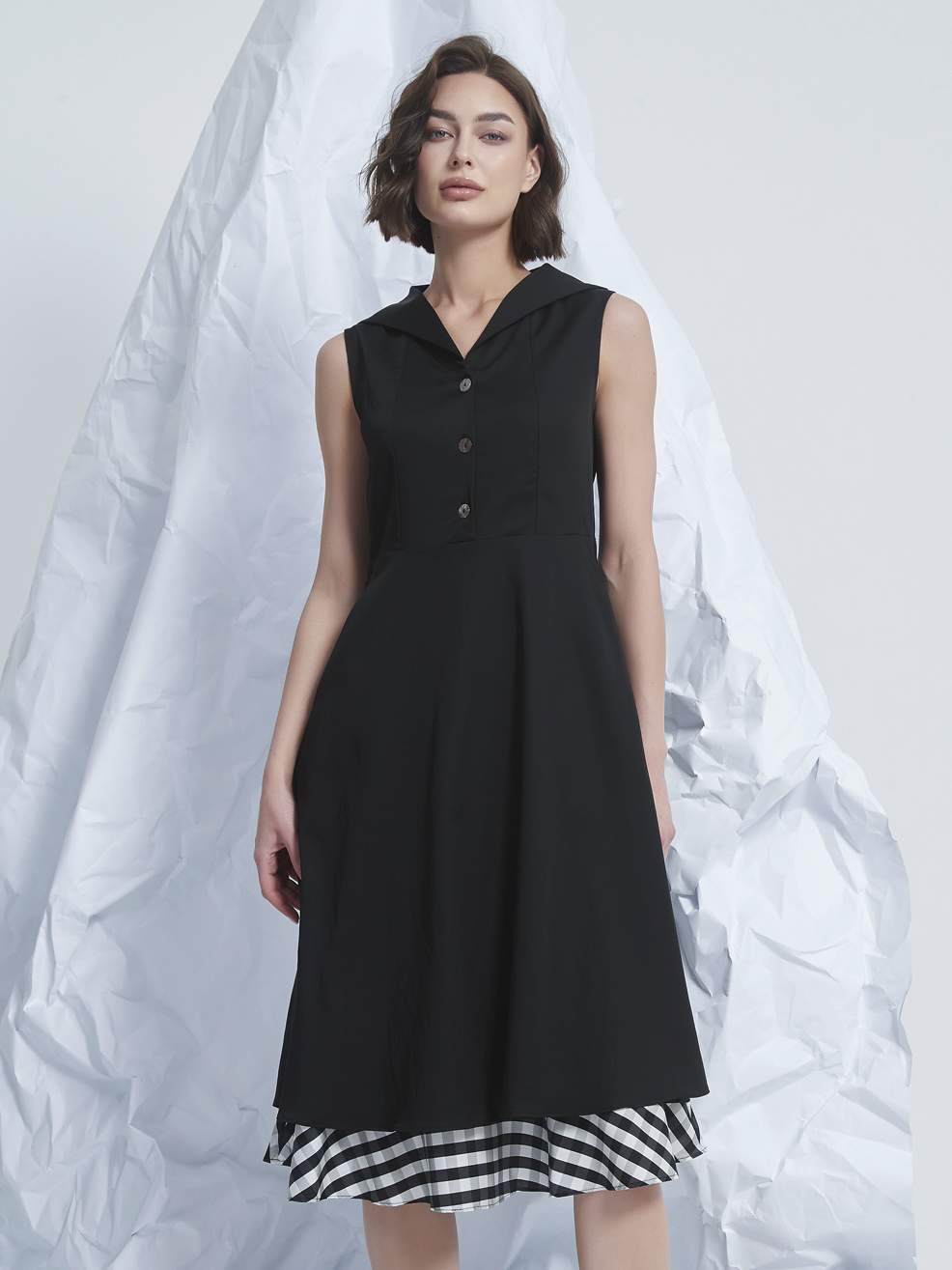 CHECKER LAYER MIDI DRESS