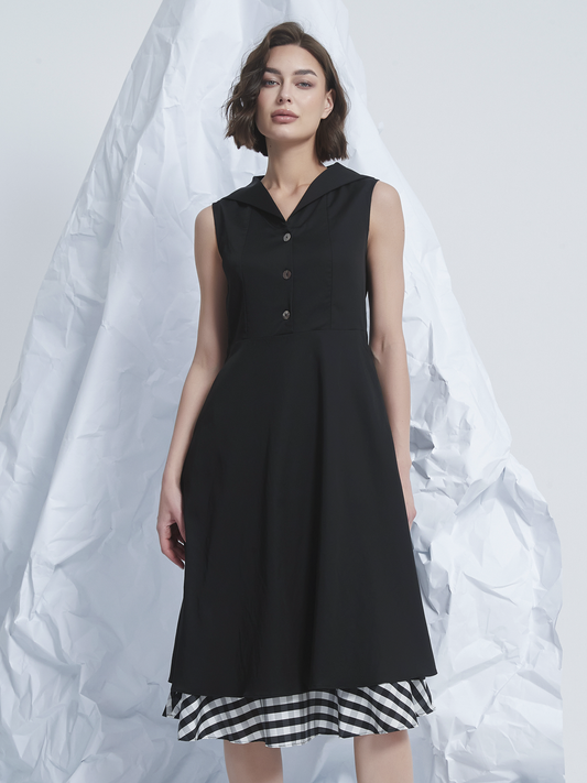 CHECKER LAYER MIDI DRESS