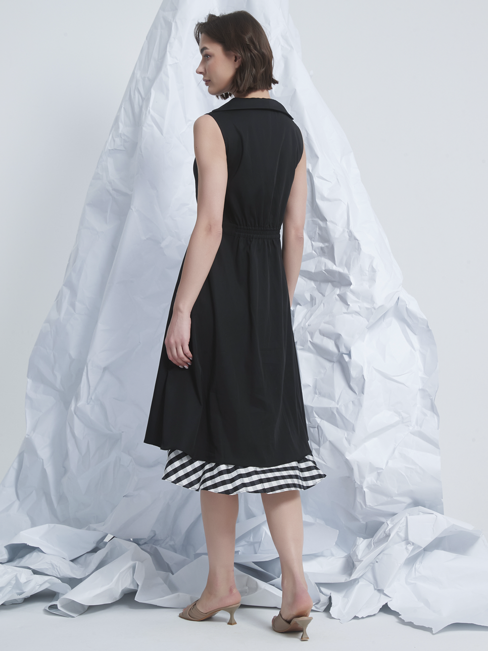 CHECKER LAYER MIDI DRESS