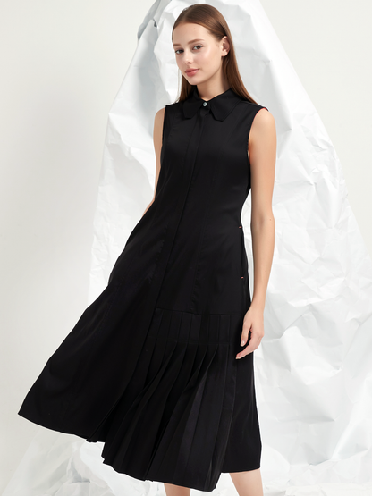 PLEATED PANELLED MIDI DRESS