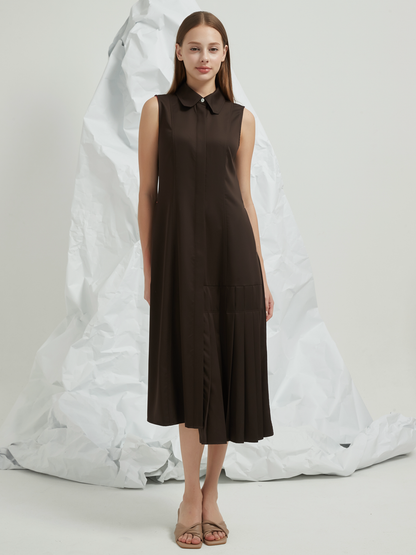 PLEATED PANELLED MIDI DRESS