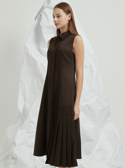 PLEATED PANELLED MIDI DRESS