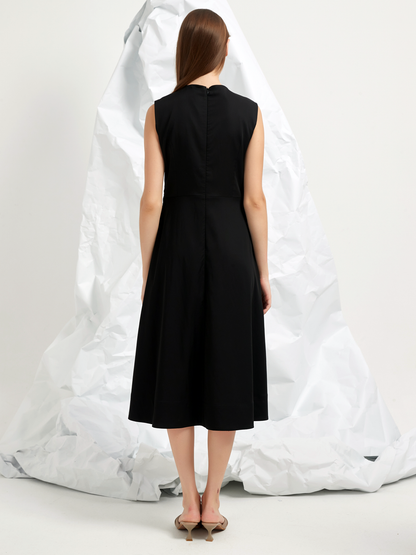 JACQUARD TIE BELT MIDI DRESS