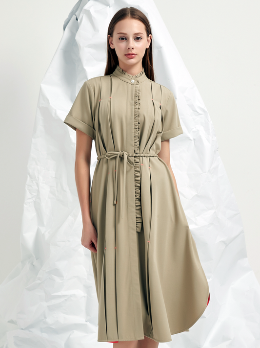WOOL BLEND MIDI SHIRT DRESS