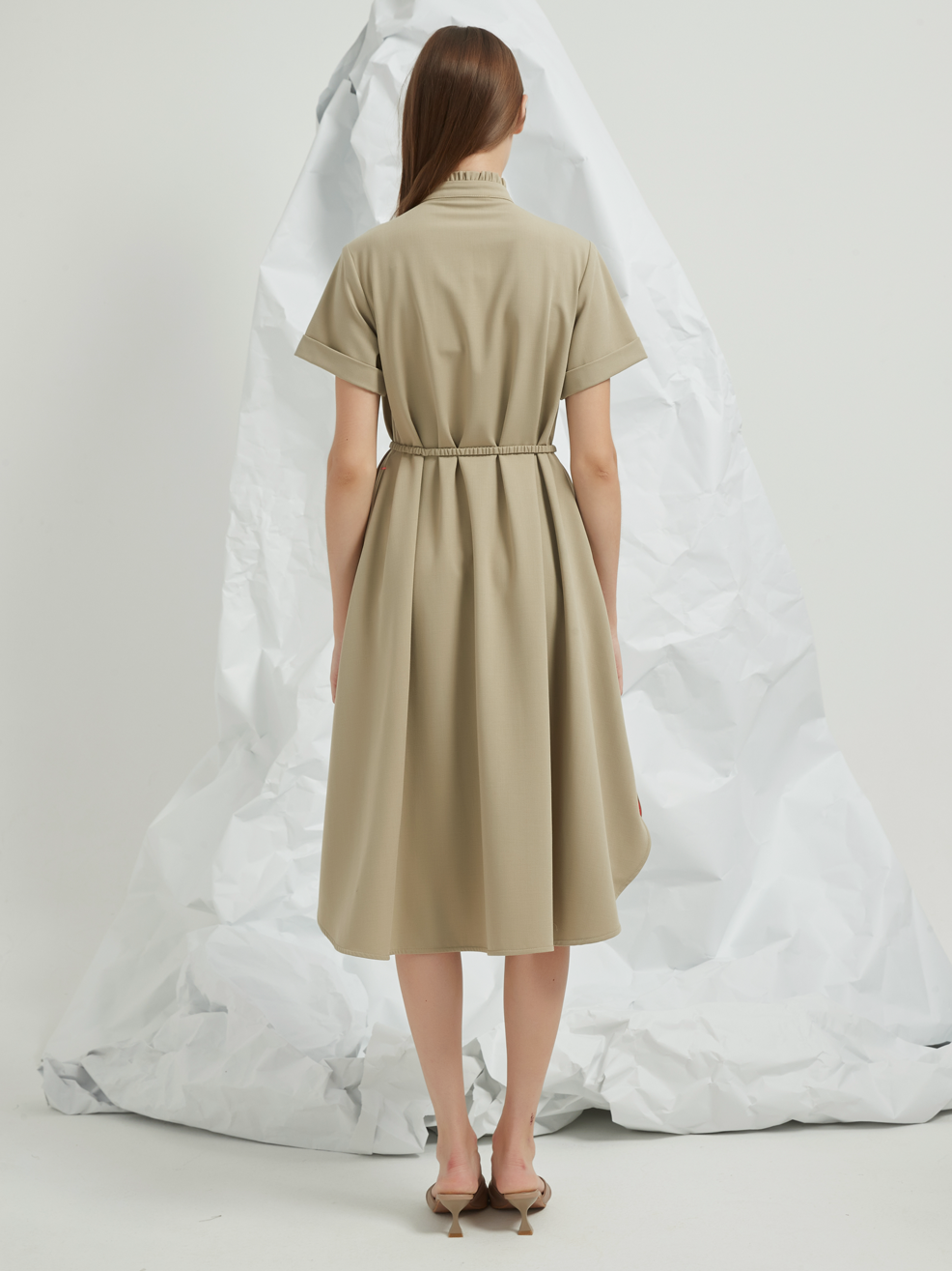 WOOL BLEND MIDI SHIRT DRESS