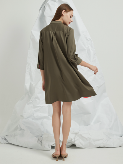 PLEATED BIB MINI DRESS