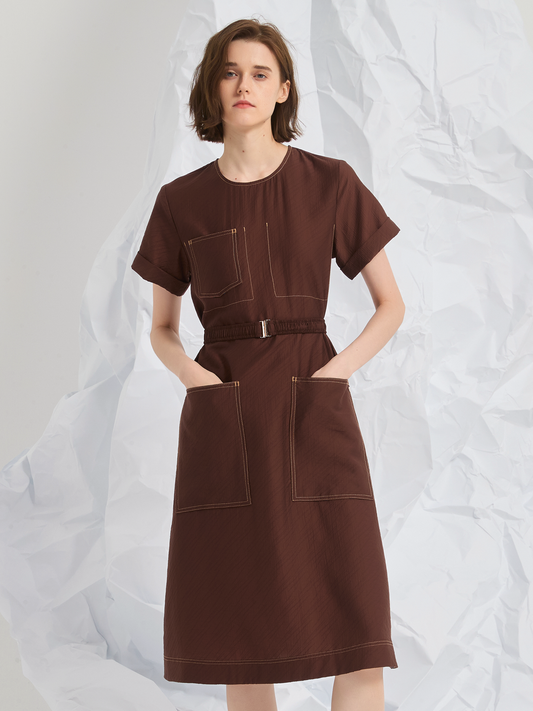 JACQUARD TENCEL MIDI DRESS