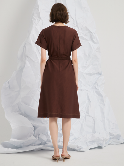 JACQUARD TENCEL MIDI DRESS