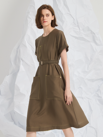 JACQUARD TENCEL MIDI DRESS