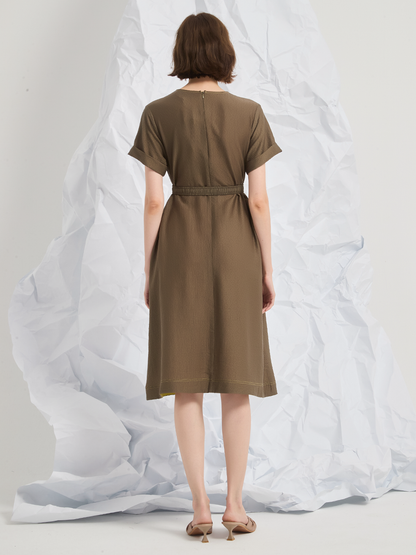 JACQUARD TENCEL MIDI DRESS