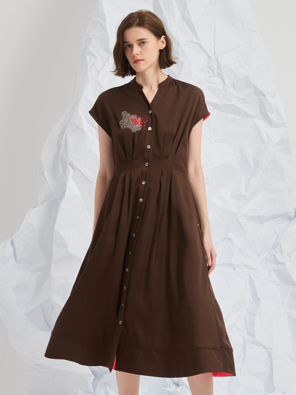 ABSTRACT EMBROIDERED MIDI DRESS