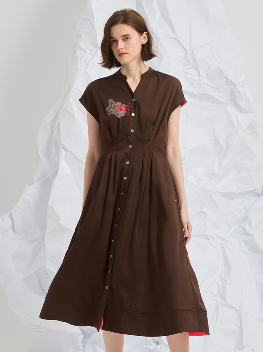 ABSTRACT EMBROIDERED MIDI DRESS