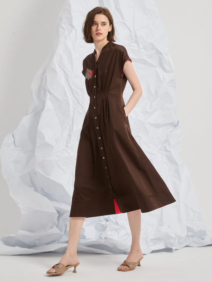 ABSTRACT EMBROIDERED MIDI DRESS