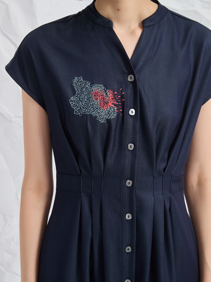 ABSTRACT EMBROIDERED MIDI DRESS