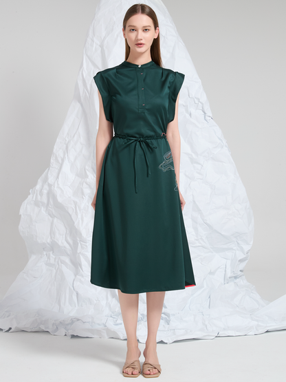 ABSTRACT EMBROIDERED MIDI DRESS