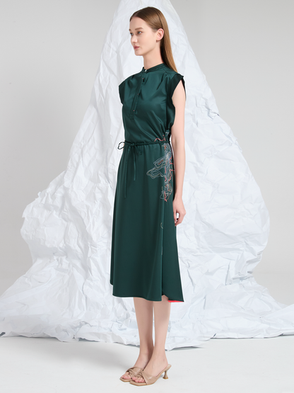 ABSTRACT EMBROIDERED MIDI DRESS