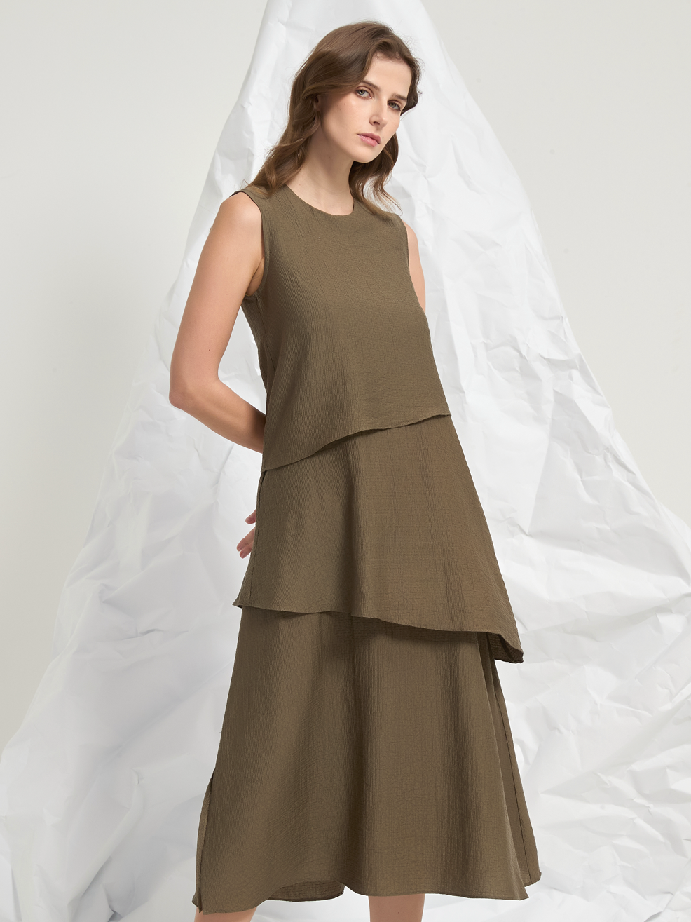 TRIO LAYERS MIDI DRESS
