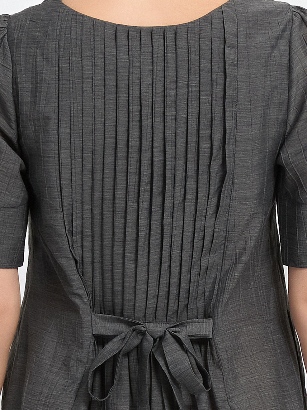 BACK TIED PLEATED MIDI DRESS