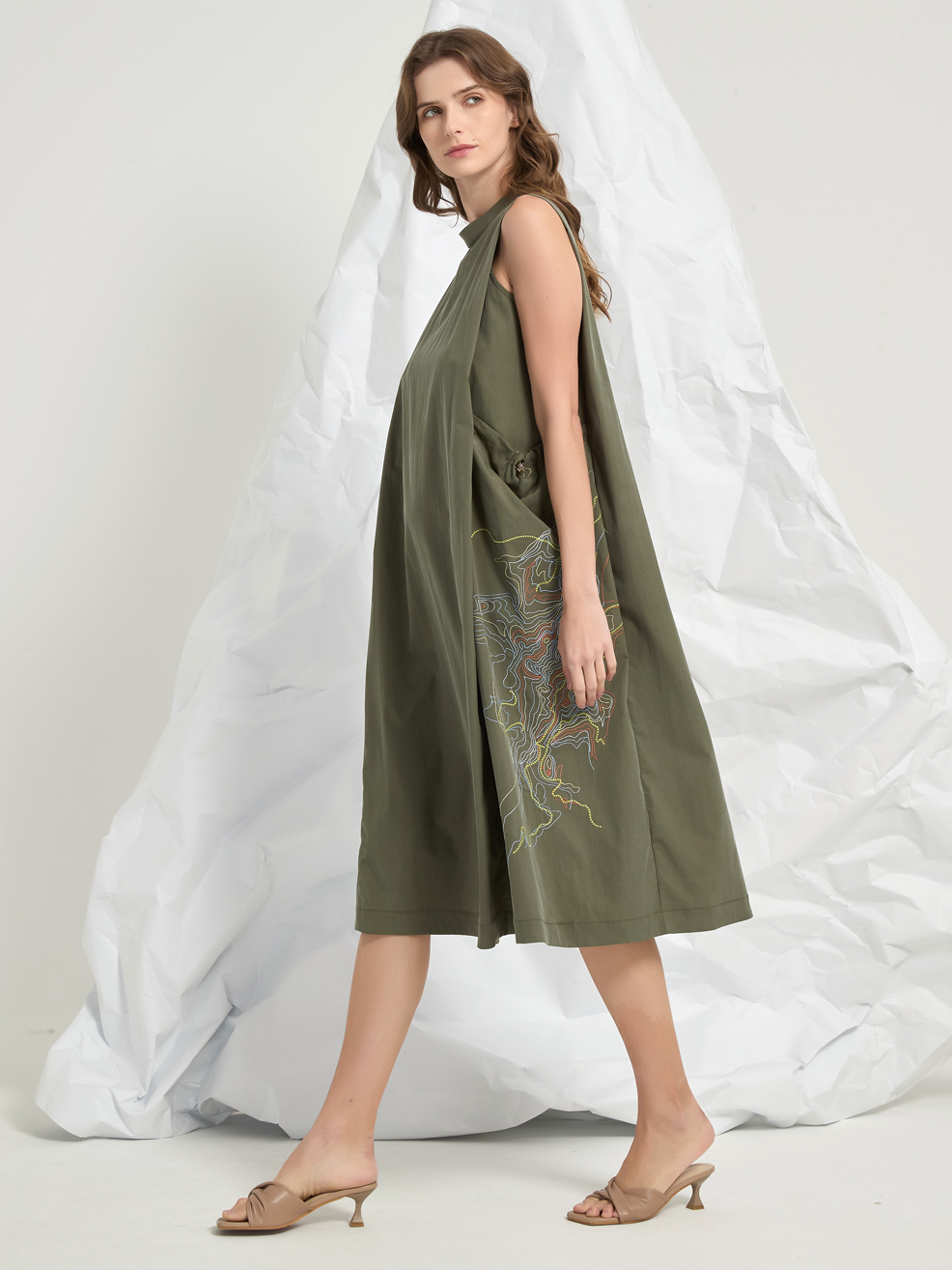 ABSTRACT EMBROIDERY MIDI DRESS