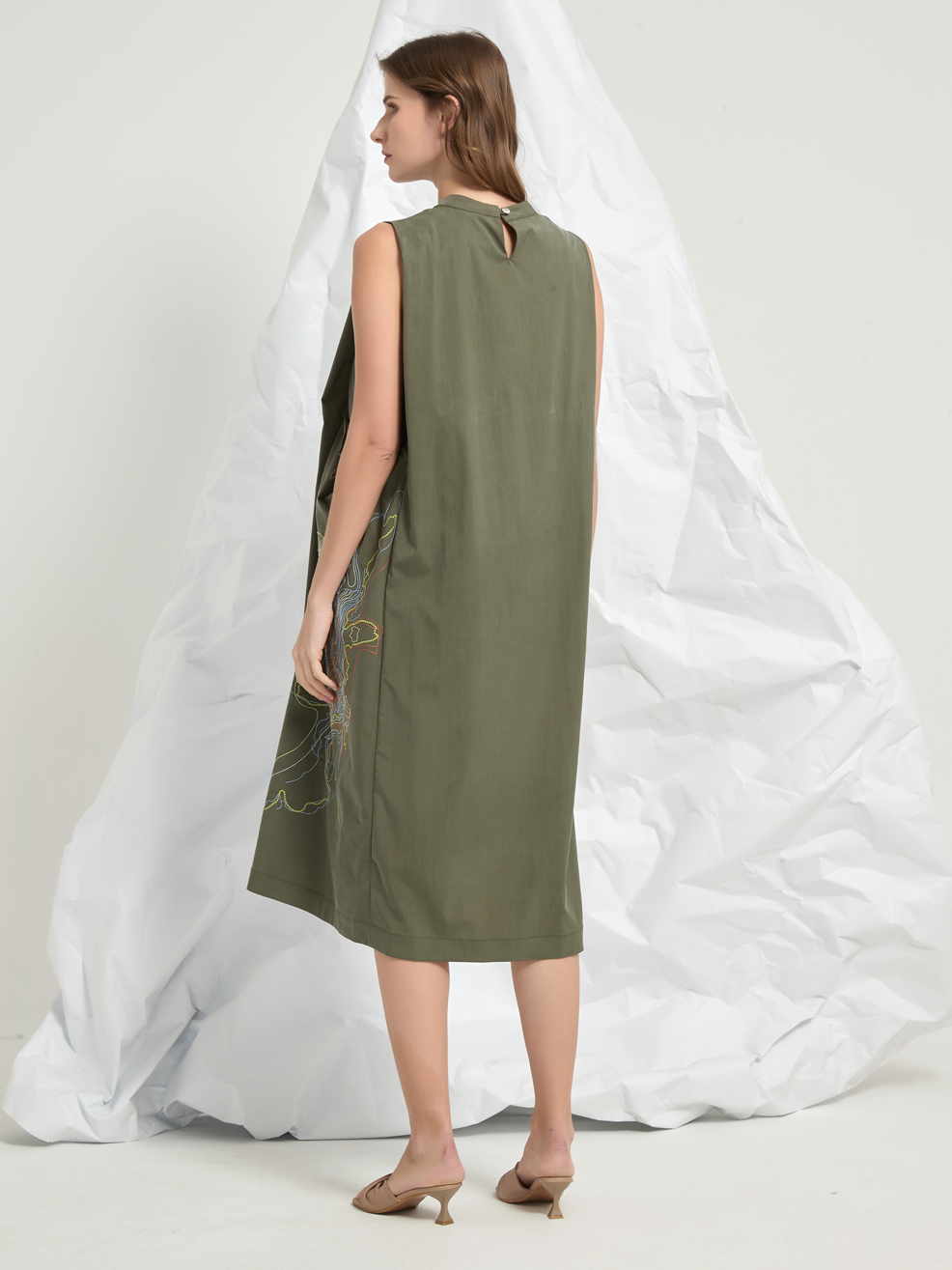 ABSTRACT EMBROIDERY MIDI DRESS
