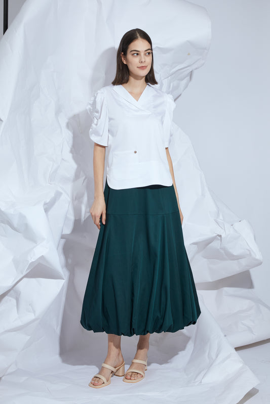 ASYMMETRIC BALLOON MAXI SKIRT